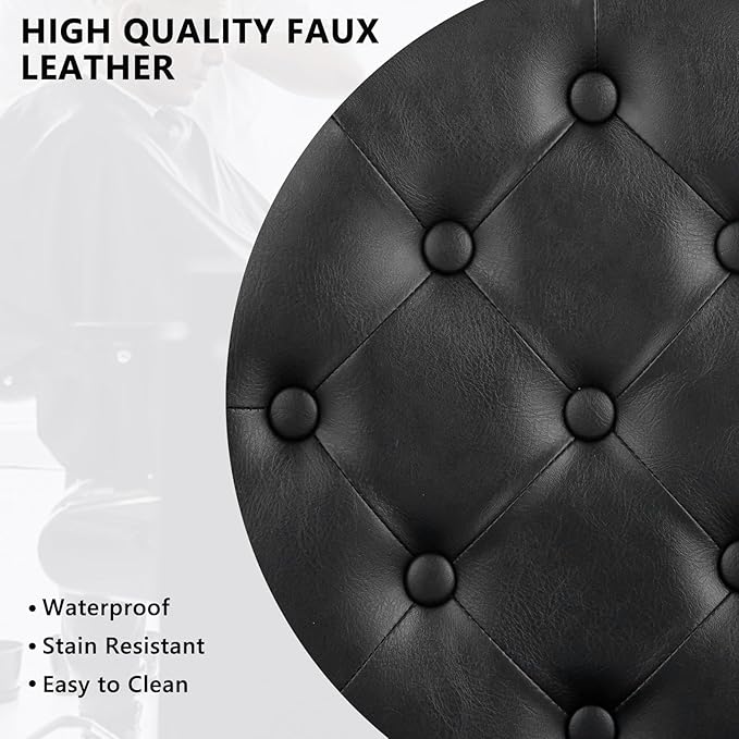 OmySalon Vintage Barber Chair All Purpose Heavy Duty, Hydraulic Recline Salon Beauty Styling Chair Retro, 360 Degree Swivel for Hair Stylist Tattoo, Round Base, Tufted Button