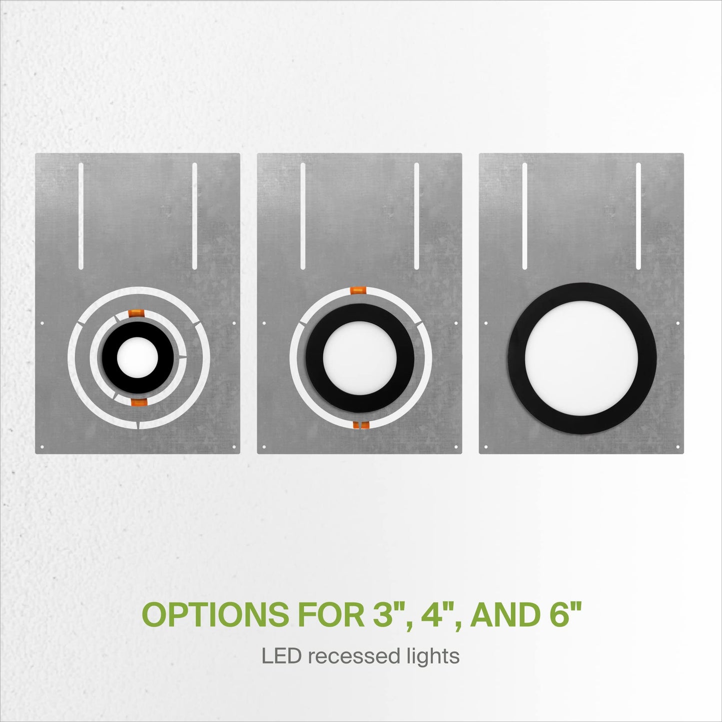 ASD 13 Inch New Construction Mounting Plate with Asymmetric Round Hole - 3/4/6 Inch Flat Steel Rough in Wafer Light Bracket, Shallow LED Recessed Lighting Housing, 72 Pack