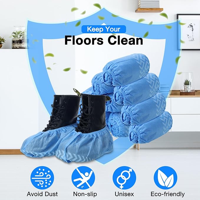 600 Packs Disposable Boot Shoe Covers Non Slip Thick Extra Booties for Shoes Covers Durable for Men Women (Blue)
