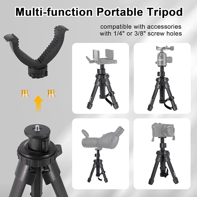 HUNTPAL Gun Rest Rifle Stand Tripod Shooting Stick for Range Table Bench Shooting Practice, Portable Adjustable Compact Aluminum Construction Gun Holder with 360° Swivel V Yoke Head