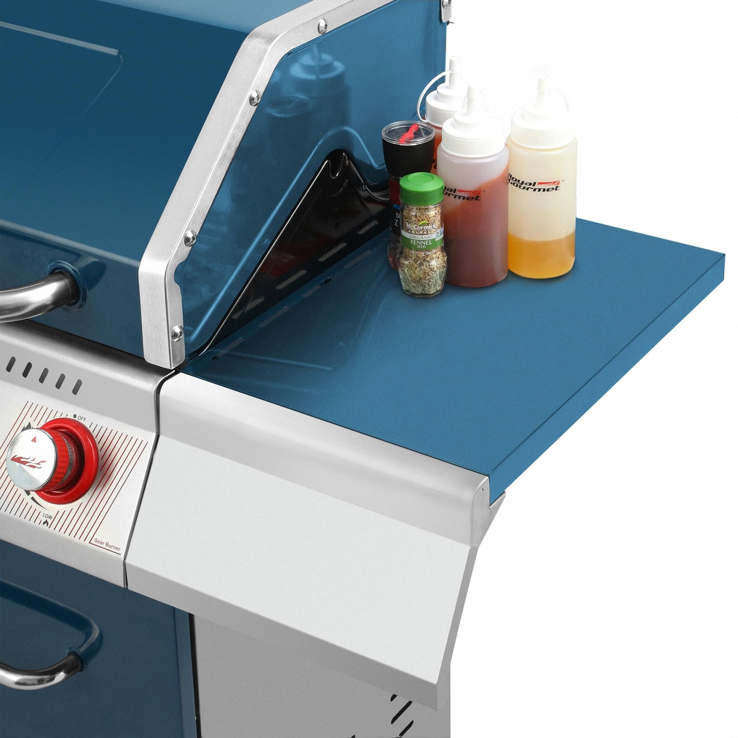 Royal Gourmet GA6402B 6 Burner Propane Gas Grill with Side Burner and Warming Rack, 74,000 BTUs, Cabinet Style Gas BBQ Grill for Barbecue Grilling & Backyard Cooking, Blue
