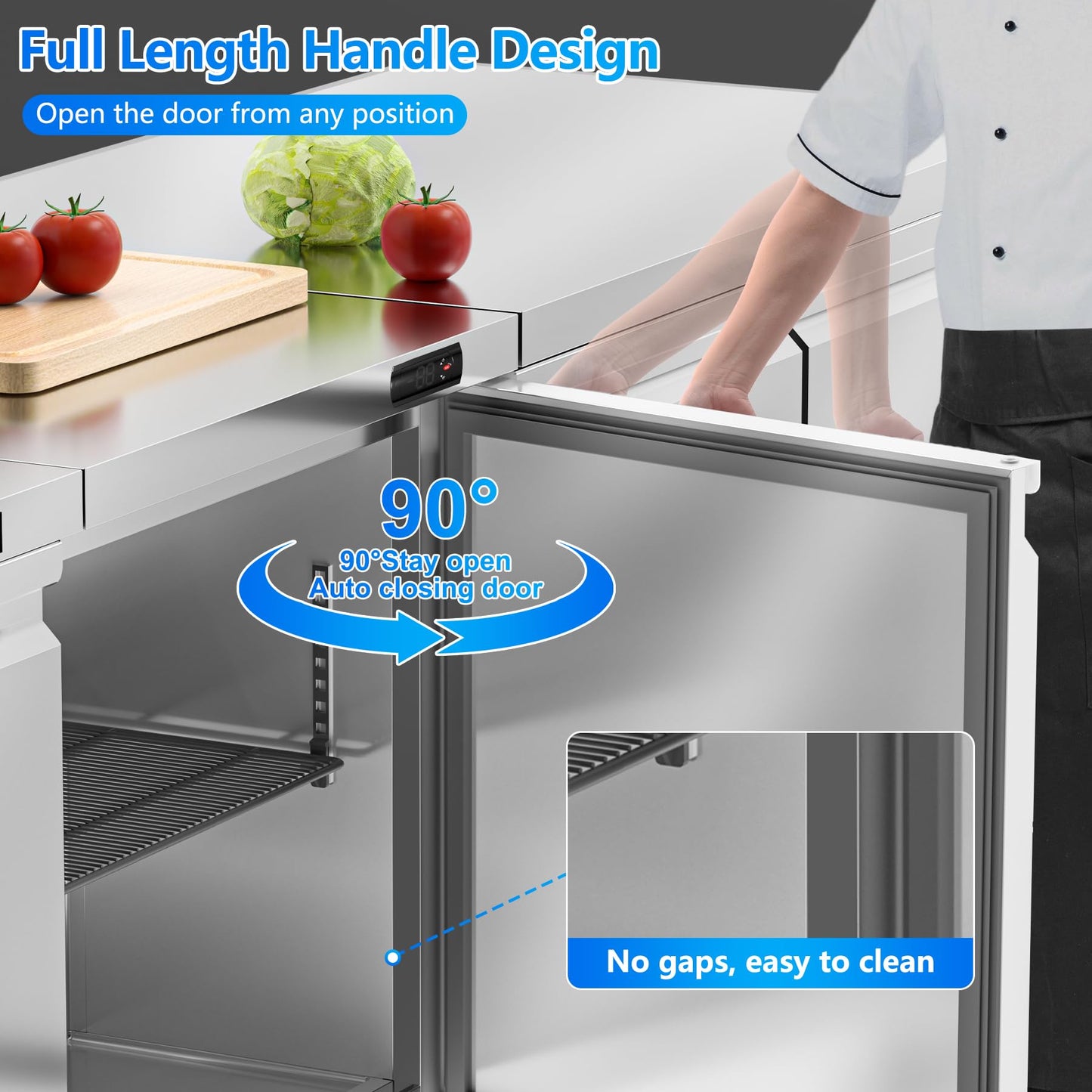 Rockitch 29" W Commercial Undercounter Freezer, 6.7 Cu.ft Single Door Worktop Under Counter Freezer, Stainless Steel Commercial Kitchen Freezing Equipment for Restaurant, Bar, Shop, etc.