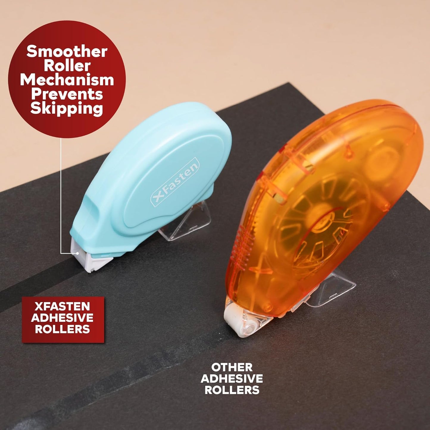 XFasten Glue Tape Roller for Scrapbooking 4-Pack Acid-Free Blue Double Sided Tape Roller for Crafts, Photos, Bullet and Junk Journaling Supplies - Scrapbook Adhesive Runner (0.3 in x 30 ft)