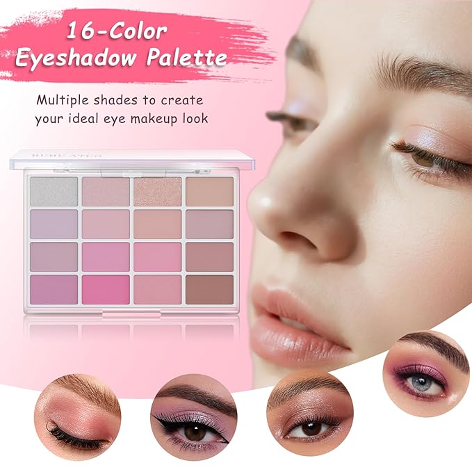 Makeup Sets For Women Full Kit Makeup Kit For Girls Teens Gift All in One Compact Pink Makeup Set