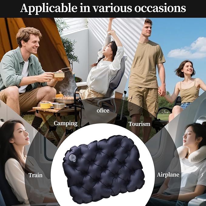 Bzhouyy Inflatable Seat Cushion,16 Inh Portable Lightweight Waterproof Stadium Seat Pad, Inflatable Seat Cushion for Air Travel,Hiking, Office, Car, for Pressure Relief No Pump Needed