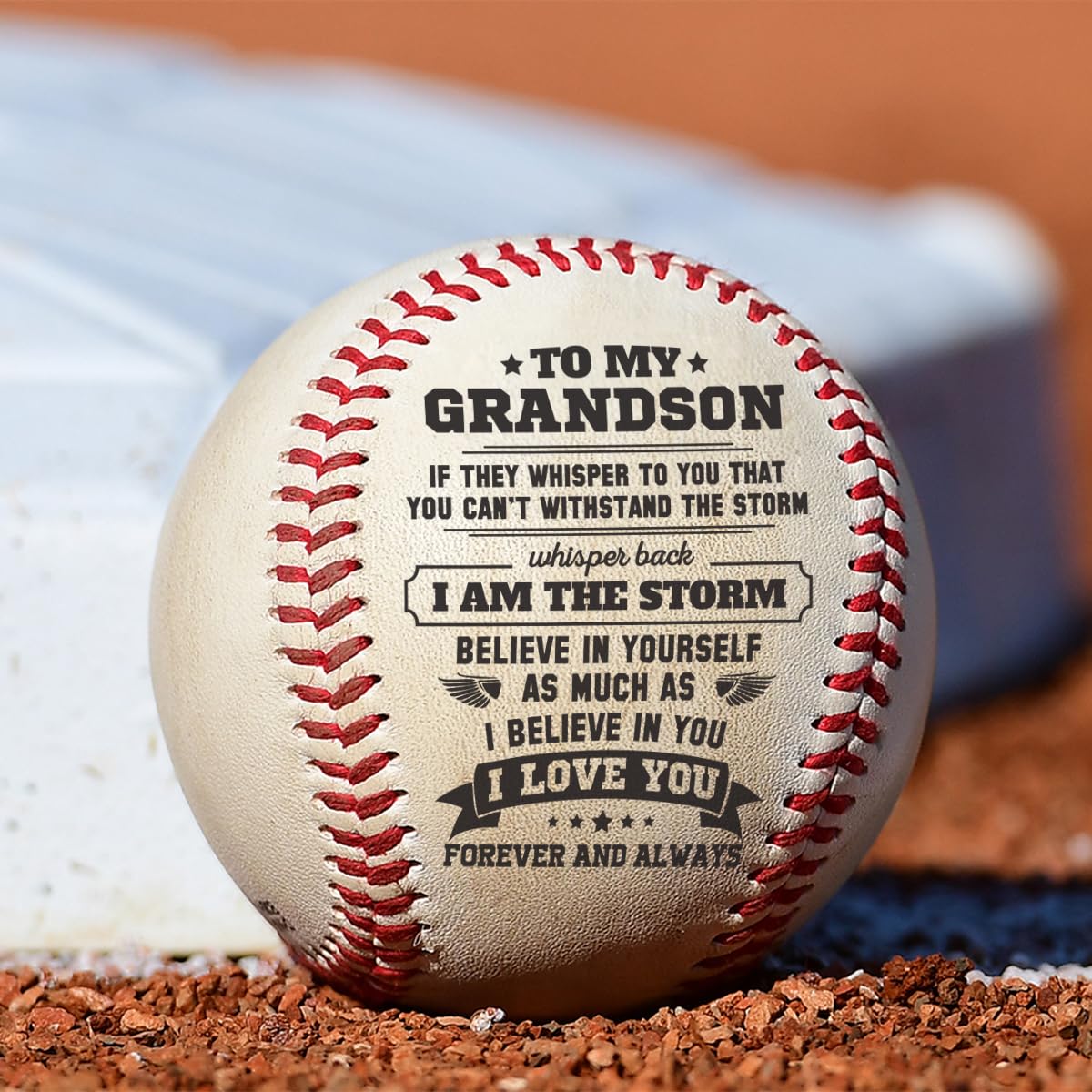 DOPTIKA Father's Day Birthday Gifts for Grandson, to My Grandson Engraved Baseball, Teen Boy Gifts, Graduation Gifts for Him from Grandparents, Grandson Gifts from Grandma