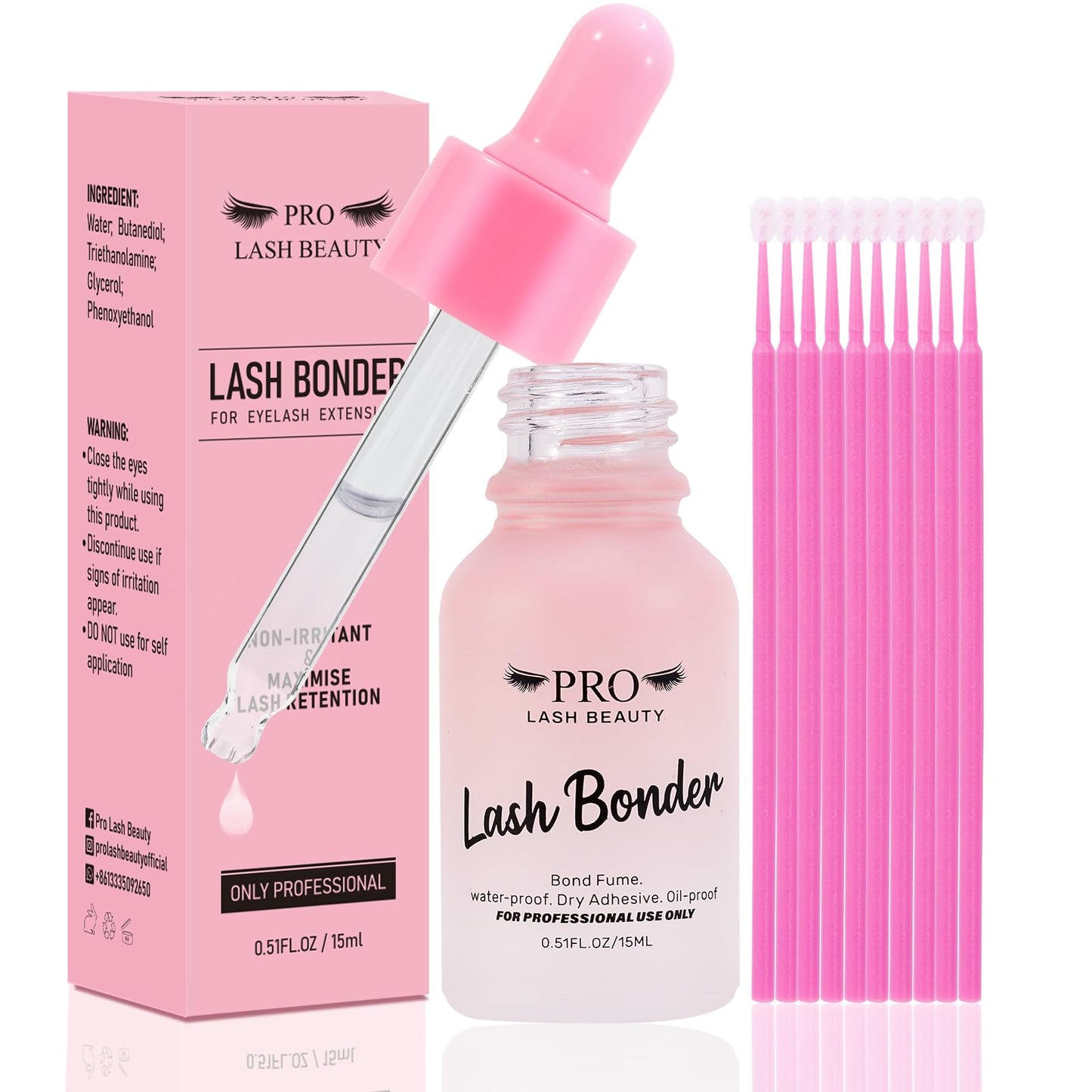 PRO Lash Bonder for Eyelash Extensions Super Bonder Glue Accelerator with 10Pcs Cotton Swab Lash Extension Sealant Longer Retent