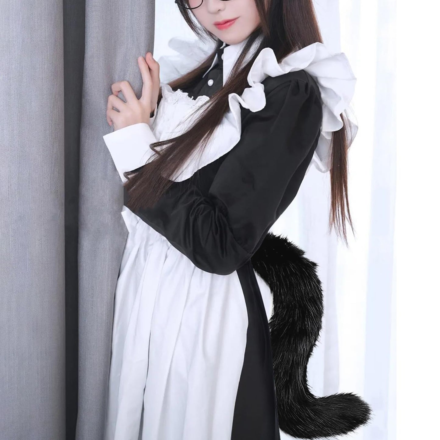 COSYEARS Fox Wolf Ears Headband Furry Tail Plush Cat Paw Mittens Gloves Set Halloween Party Cosplay Costumes Accessories