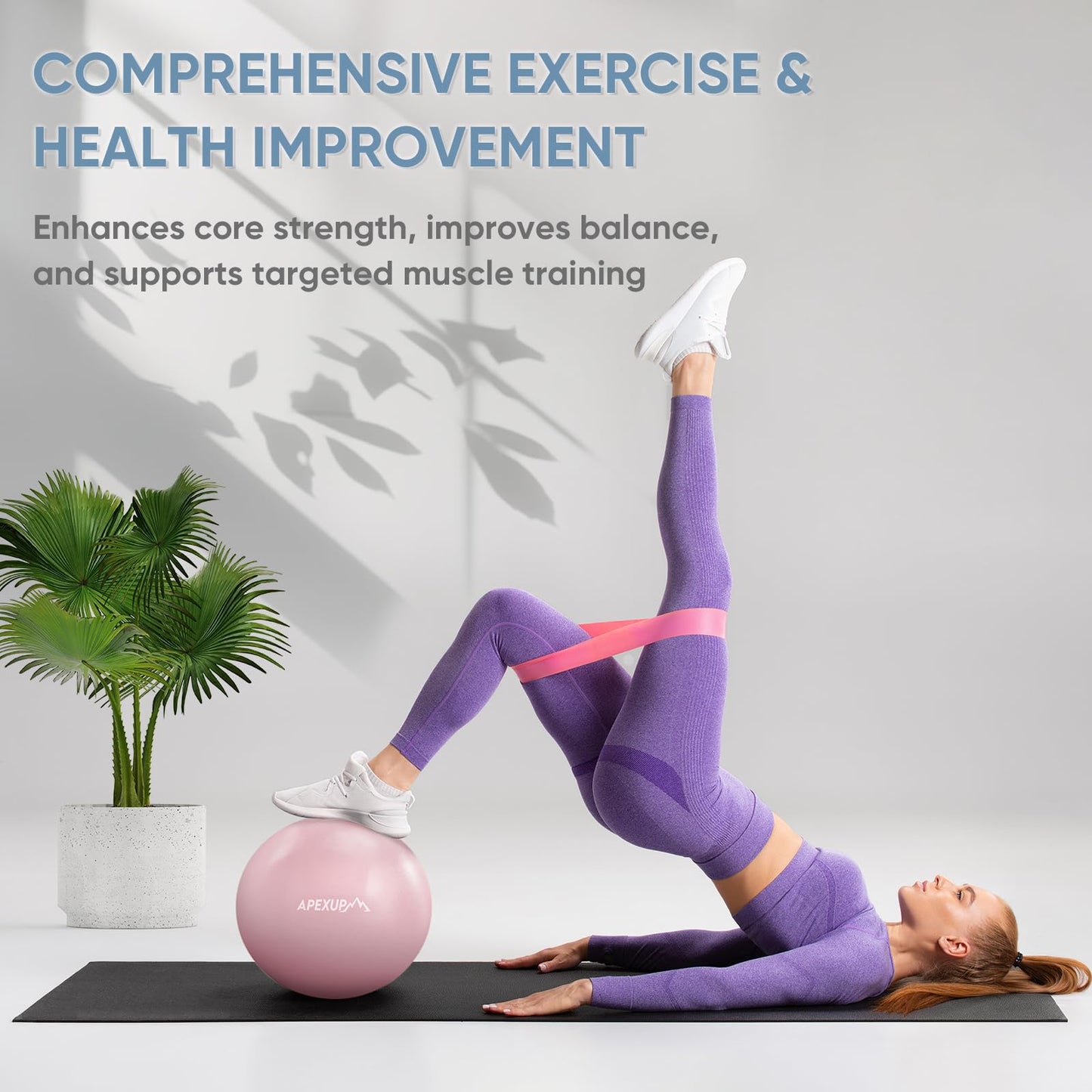 APEXUP Yoga Ball Exercise Ball, Heavy Duty Pilates Ball for Fitness, Balance, Core Workout, Physical Therapy (XXS (9") 23cm, Pink)