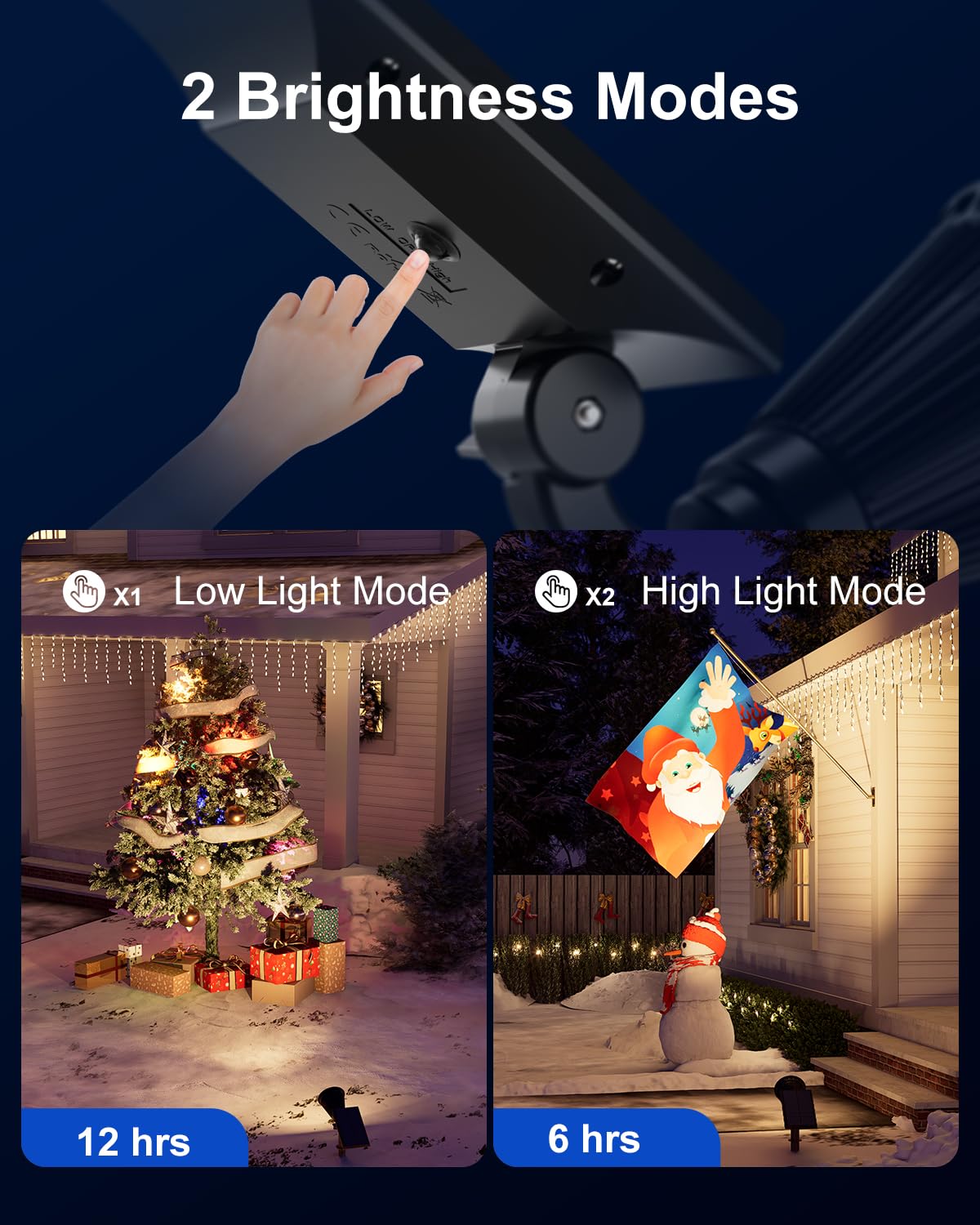 4 Pack Solar Powered Spotlights Waterproof Outdoor for Christmas Decorations, Tree, Santa Claus, Snowman, Christmas Ambient Outdside Spot Landscape Lights for Wall, Garden, Yard, Sidewalk, Warm White