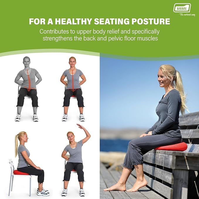 SISSEL SITFIT 14in Red | Active Sitting & Training | Strengthens Back & Pelvic Floor Muscles | Versatile Use: Legs & Veins | Adjustable Pressure | Includes Exercise Poster
