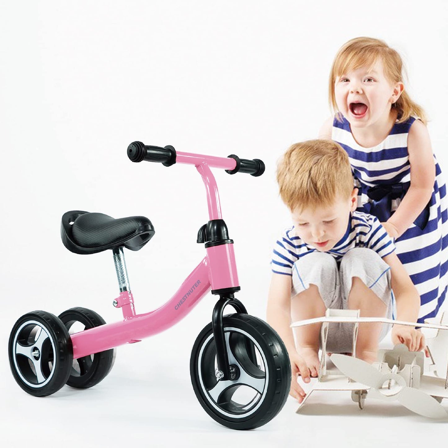 CHESTNUTER Baby Balance Bike, 1 2 3 Year Old Gifts, Ride on Toys for 1 Year Old, Best First Birthday Gift, Toddler Bike with 3 Wheels no Pedal (Pink)