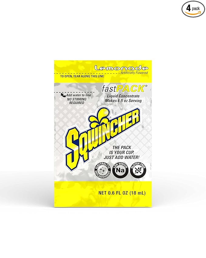Sqwincher Fast Pack Liquid Concentrate | Lemonade Flavored | Low Calorie | Low Sodium | Electrolyte Replenishment Hydratio...