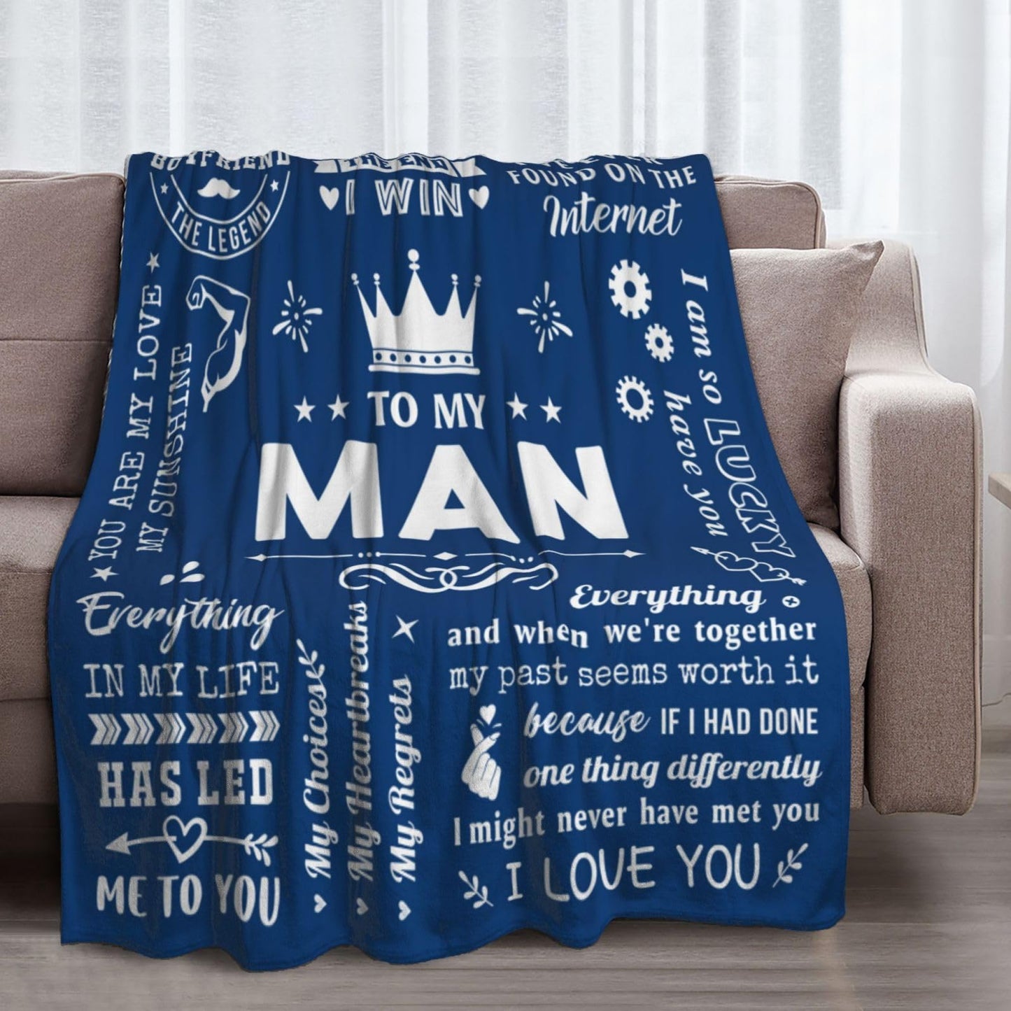KJACGAD Boyfriend Gifts from Girlfriend, Birthday Gifts for Him Boyfriend Ideas, Anniversary Meaningful Gifts for Boyfriend Throw Blanket 60" x 50"