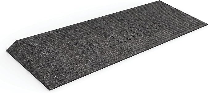 EZ-ACCESS TRANSITIONS 1.5 Inch Low Pile Transitional Non Slip Rectangular Rubber Angled Welcome Entry Mat Ideal for Indoor and Outdoor Use, Black