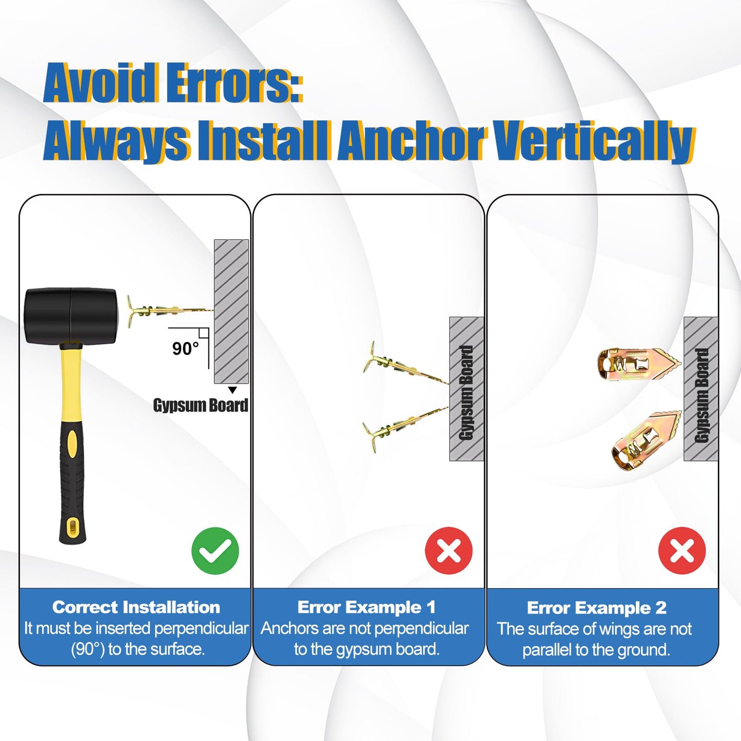 Self Drilling Drywall Anchors with Screws Kit - 200 Pcs Heavy Duty Metal Expansion Anchors for Sheetrock, No Drill Needed, 80lb Rating, 2026 Upgraded Anti-Strip Design