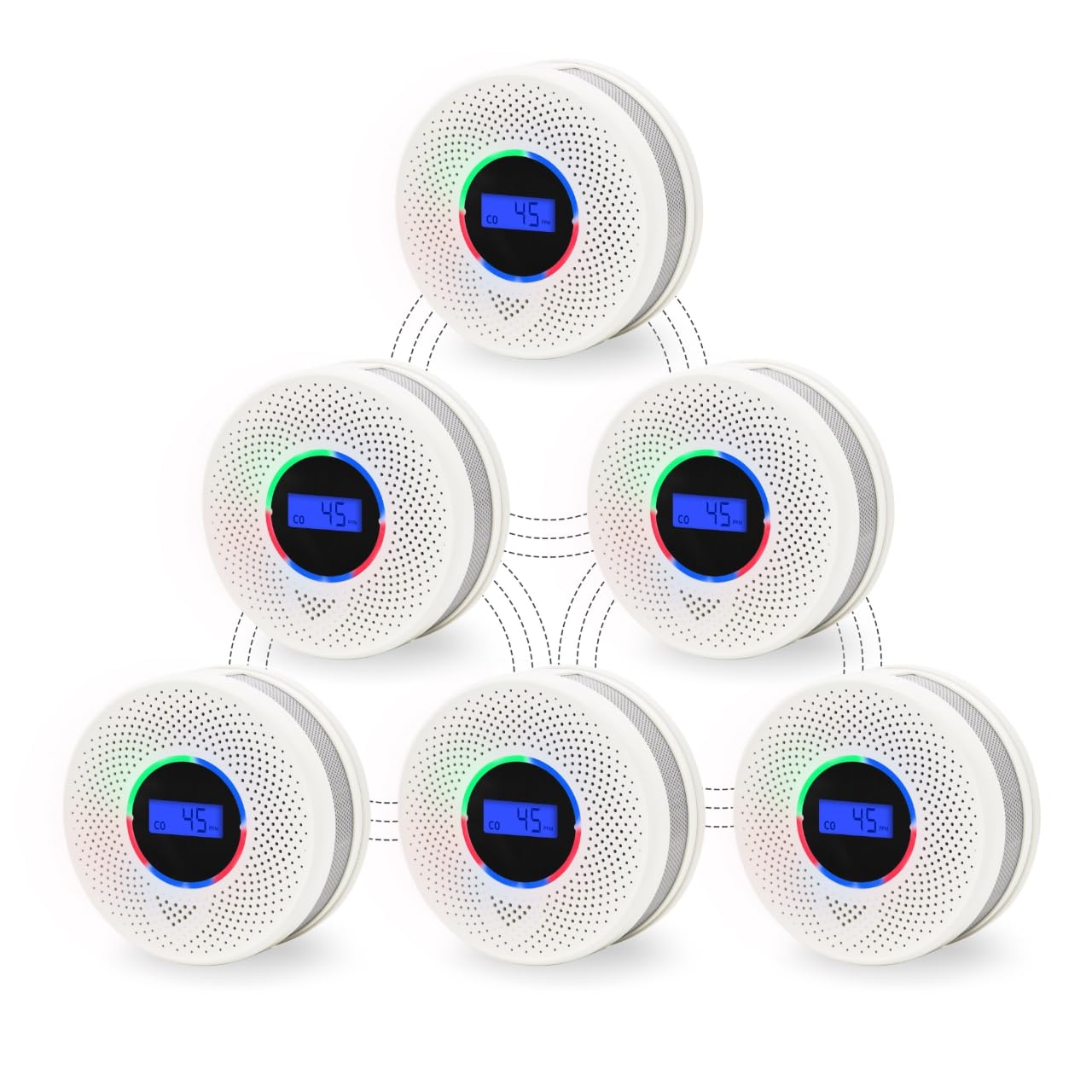 10-Year Battery Wireless Interconnected Smoke and Carbon Monoxide Detector, Smart Interlink Smoke CO Alarm with Digital Display, Fire and CO Combo Alarm for Home (6 Pack)