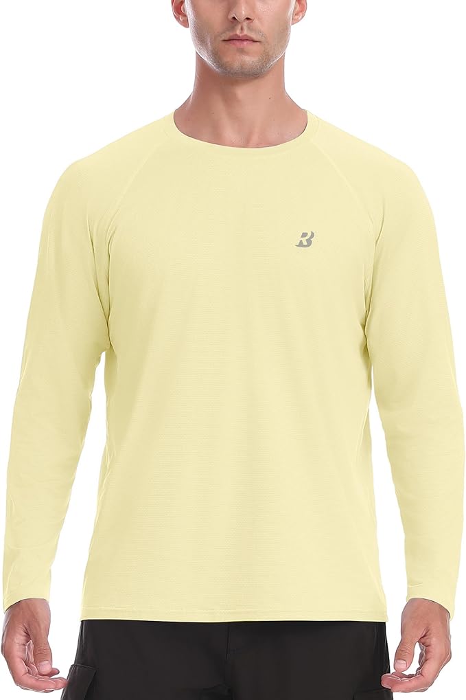 Roadbox Men's UPF 50+ Rash Guard Long Sleeve, Cool Dry UV Sun Protection Water T-Shirts, Lightweight Fishing Hiking Shirts
