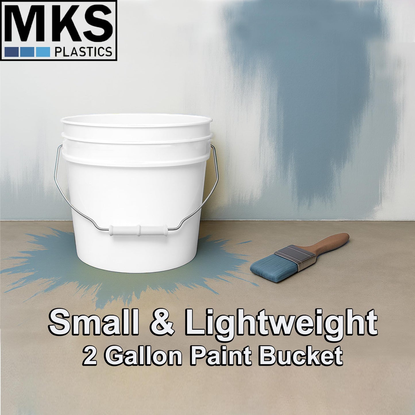 2-Gallon Bucket with Airtight Lid – Heavy-Duty Extra Durable Pail – Made in USA – Premium Quality HDPE – Food Grade – BPA Free – Metal Handle with Plastic Grip – Stackable – Multi-Use – White, 1 Pack