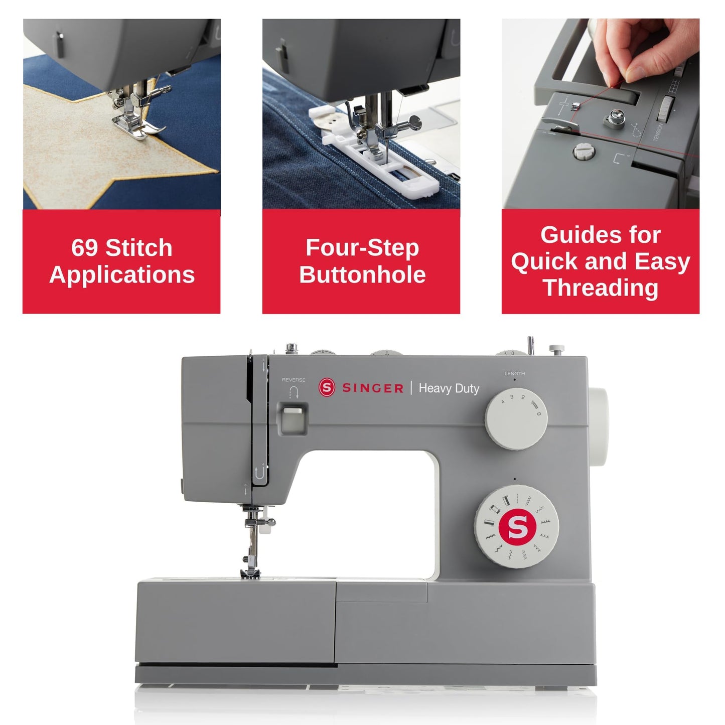 SINGER 4411 Heavy Duty Sewing Machine With Accessory Kit & Foot Pedal - 69 Stitch Applications + SINGER Bobbin Winder - for Class 15 & 15J Bobbins - Battery Powered with Included Power Adapter