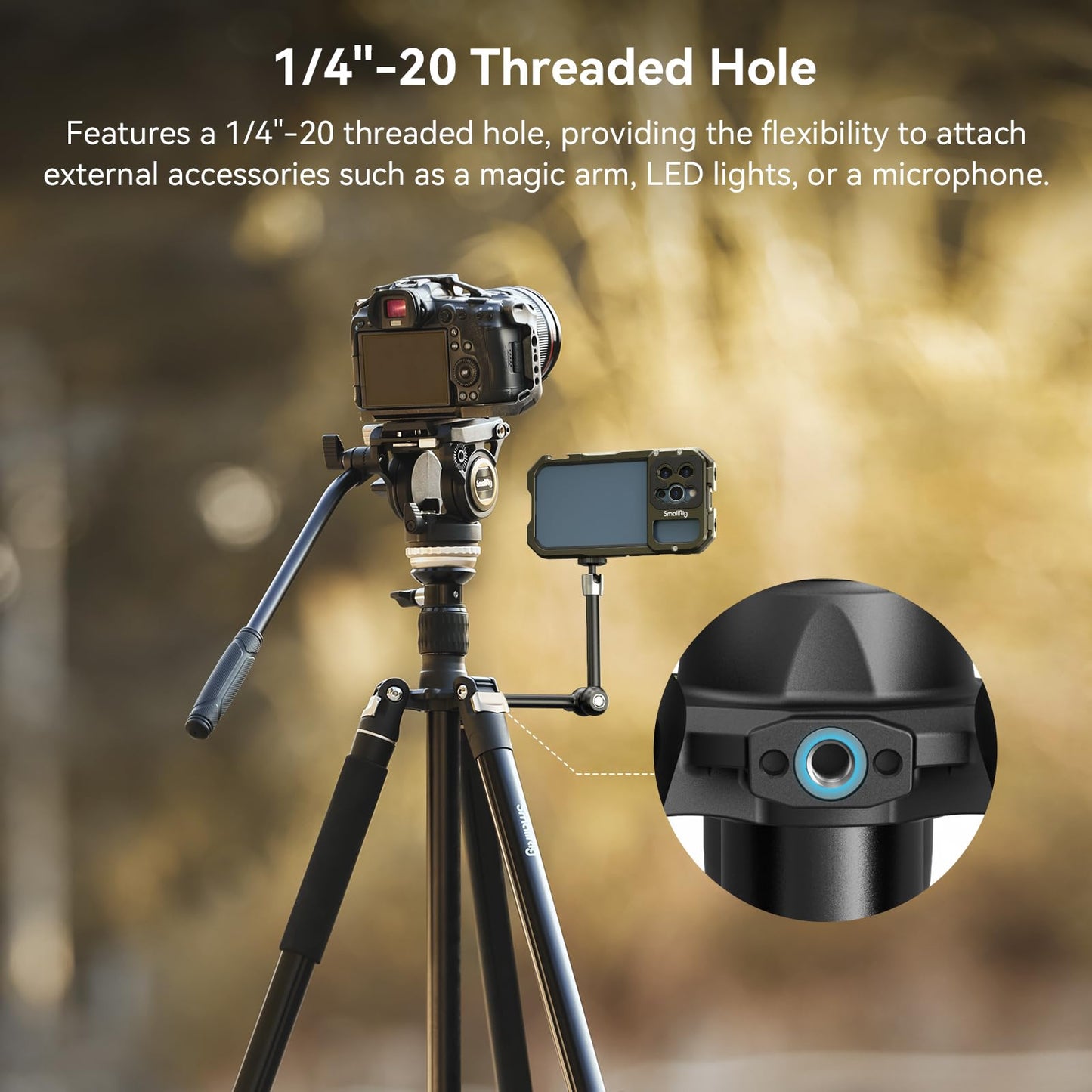 SmallRig CT210 Video Tripod, 75" Video Camera Tripod Monopod with +/-15° Leveling Base Fluid Head, Professional Camera Tripod Compatible with Video Camera, DSLR, Camcorder-4475
