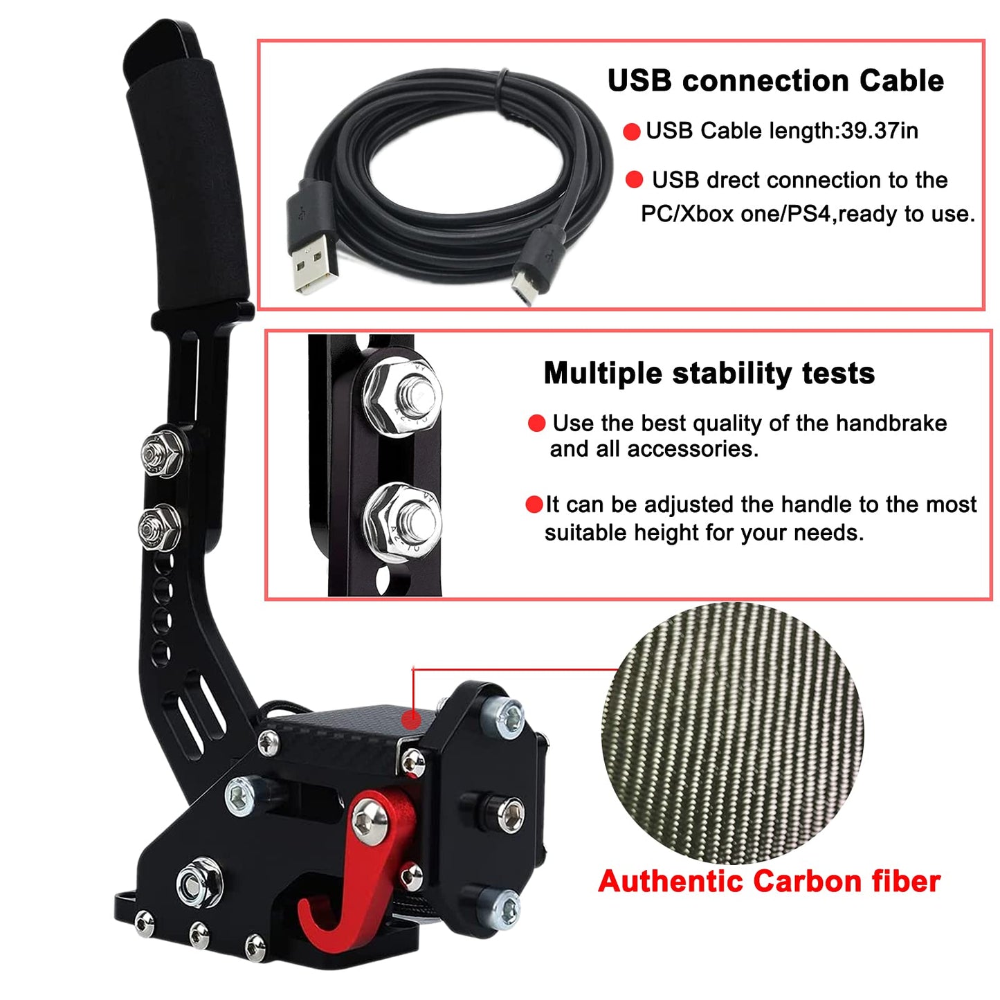 Obokidly Upgrade USB Handbrake Support G920 Compatible With XBOX ONE/XBOX ONE S For Simracing Game Sim Rig With Clamp Also Suitable For PC (Black)