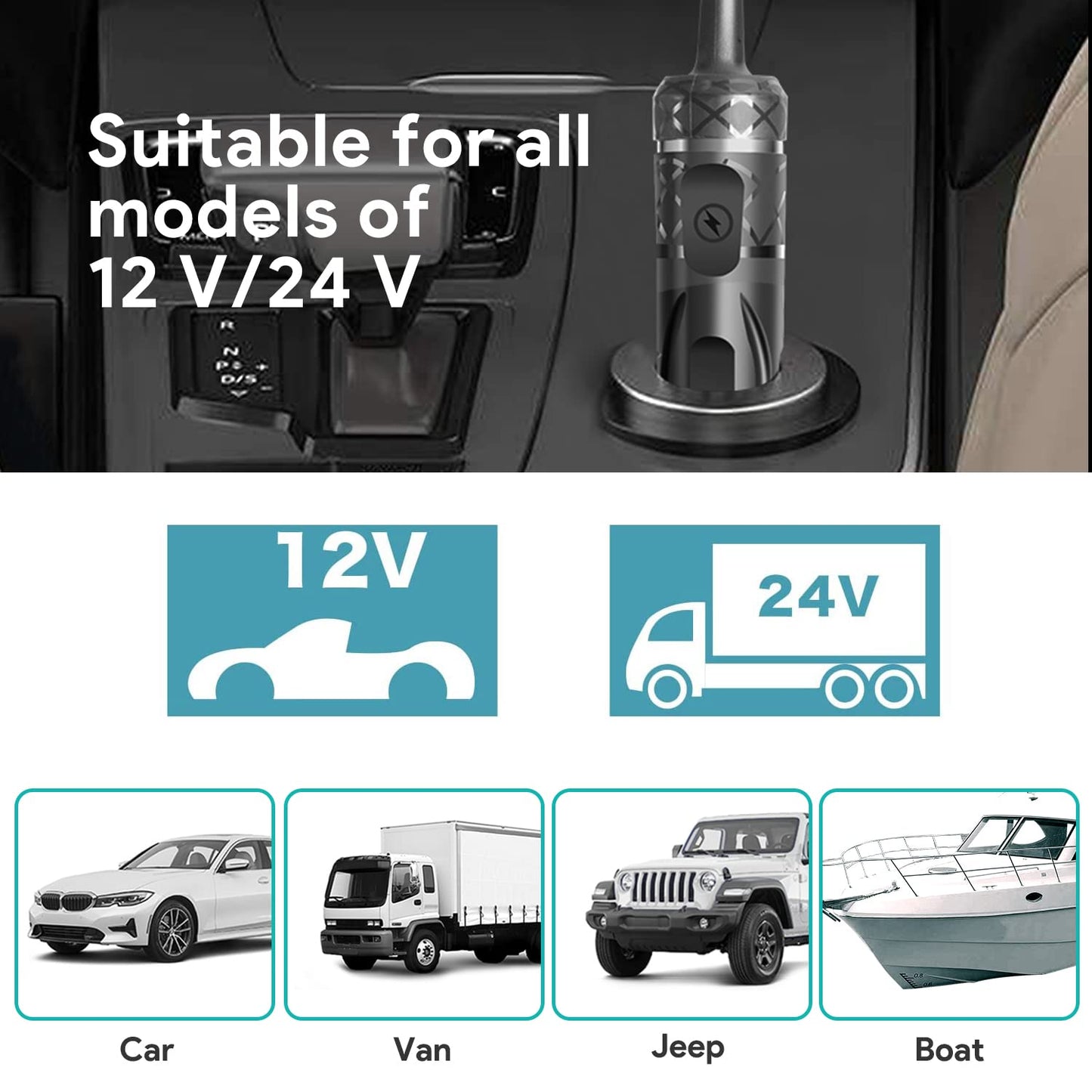 KFD 12V-24V DC Adapter for Resmed AirSense 11 DC Converter AirSense 11 & Airmini CPAP Machine Car Charger Power Supply Cord 5.5mm Cigarette Lighter Cable Kit for Medistrom Pilot-24 Lite CPAP Battery