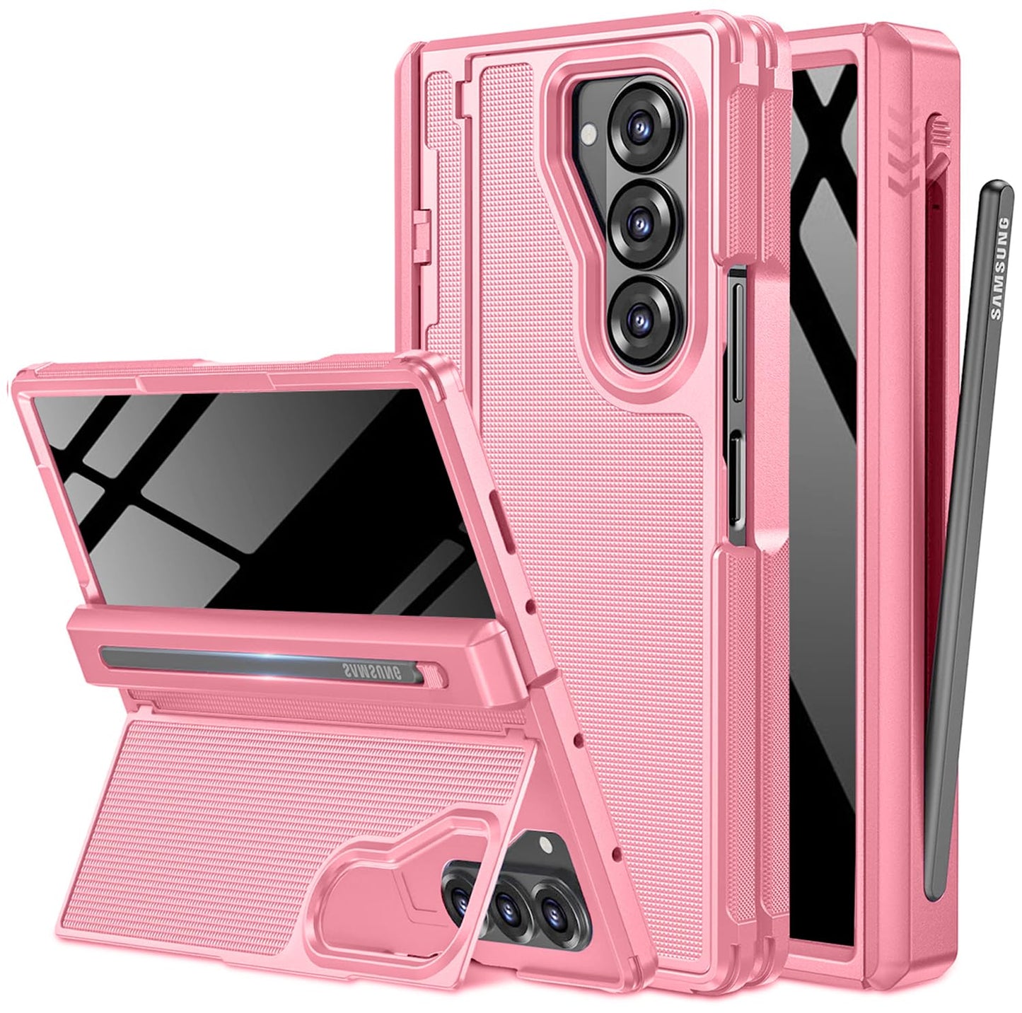 Ninki For Samsung Galaxy Z Fold 7 Case With S Pen Holder & Invisible Kickstand,Built In Privacy Screen Protector And Hinge,Shock