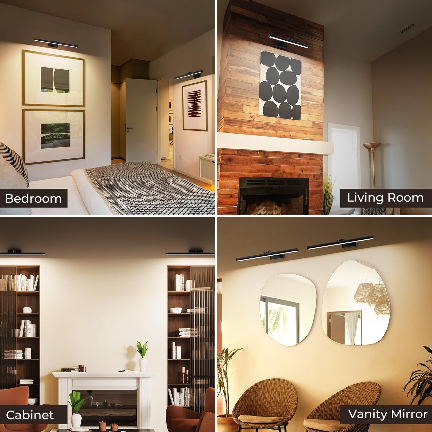 Eclipterra Wireless Picture Lights for Wall, 24in Battery Operated Wall Light for Painting Rechargeable CCT Rotatable Art Gallery Light with Remote Dimmable Timer for Artwork Frame Display Dartboard