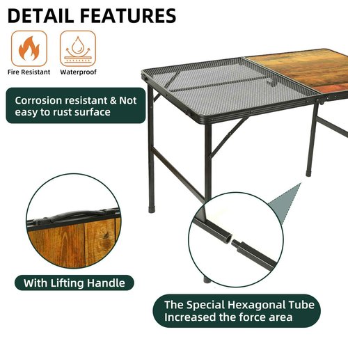 ROCK CLOUD Portable Camping Table Ultralight Aluminum Folding Grill Table Small Camp Table for Beach Hiking Backpacking Outdoor Picnic RV BBQ