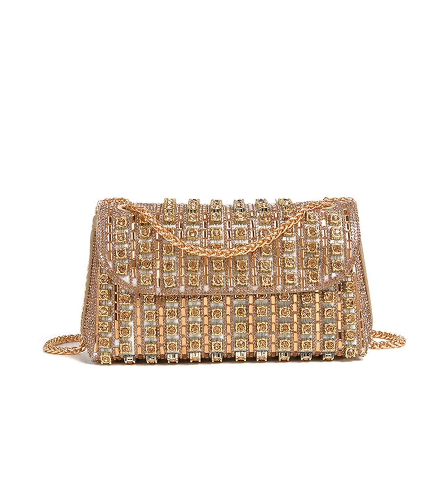Sweetovo Rhinestones Clutch Purses for Women Chain Shoulder Bags Sparkly Evening Bags for Cocktail Prom Party Wedding (Gold)