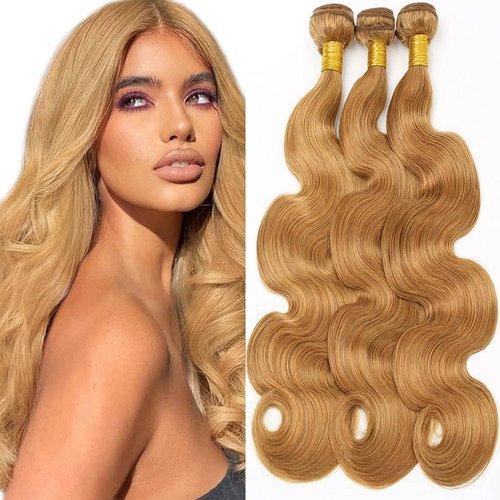 Habiliana Bundles Human Hair 20 22 24 Inch Body Wave Brown 27 Human Hair Bundles 11A Unprocessed Brazilian Virgin Quick Weave Hair Extensions for Black Women