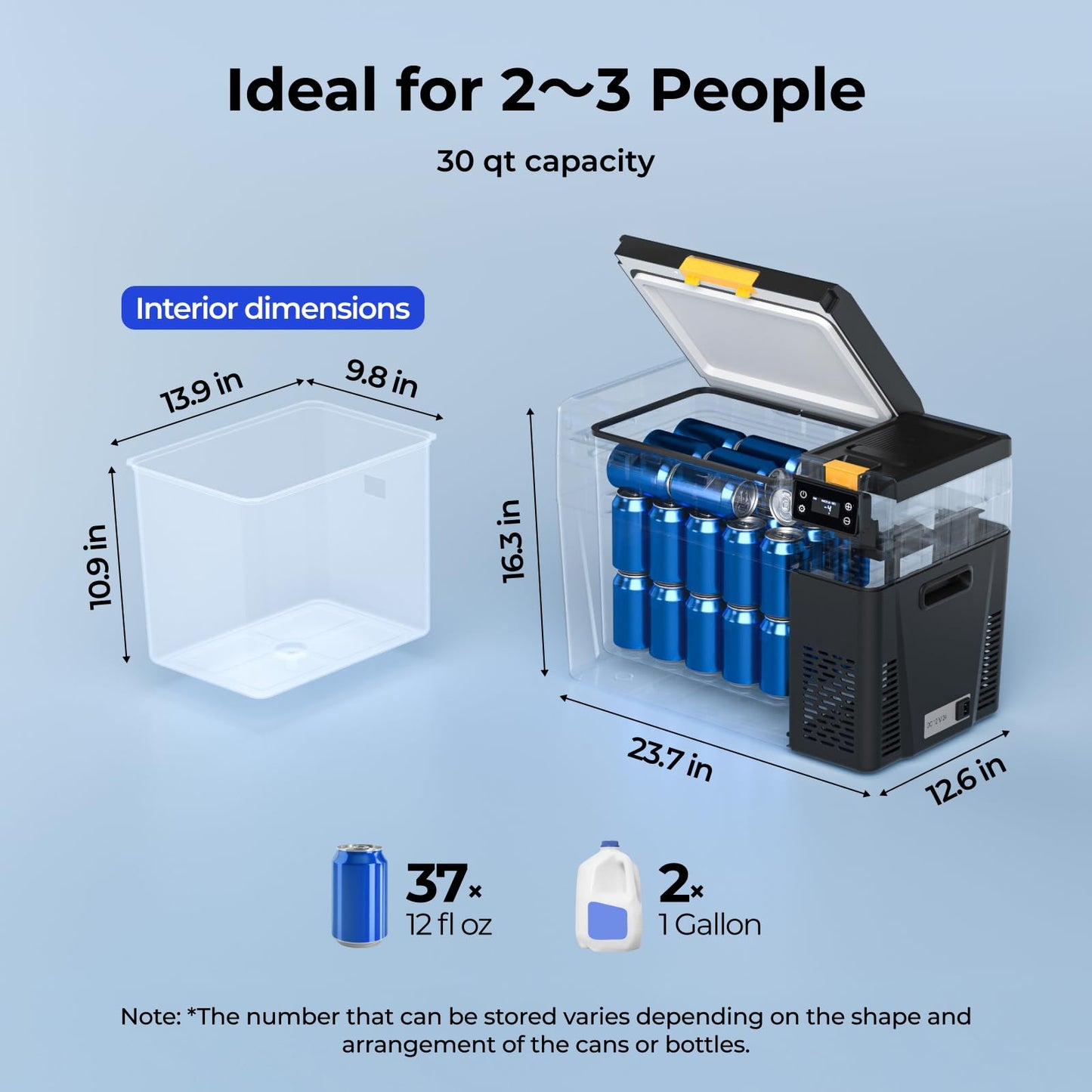 BougeRV 12 Volt Portable Refrigerator, CRX3 30 Quart Car Fridge with APP Control, -4℉~68℉ Compressor Electric Cooler with 12V/24 DC, 100-240 AC for Outdoor Camping Overlanding Truck RV SUV Van