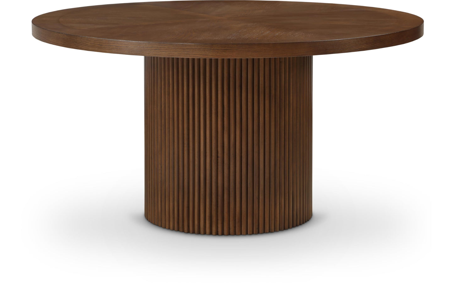 Meridian Furniture 730Brown-T Belinda Collection Modern | Contemporary Dining Table with Solid Wood Base, Dark Walnut Brown Finish Oak Wood Veneer, Round Top, Fluted Base, 60" W x 60" D x 30" H, Brown