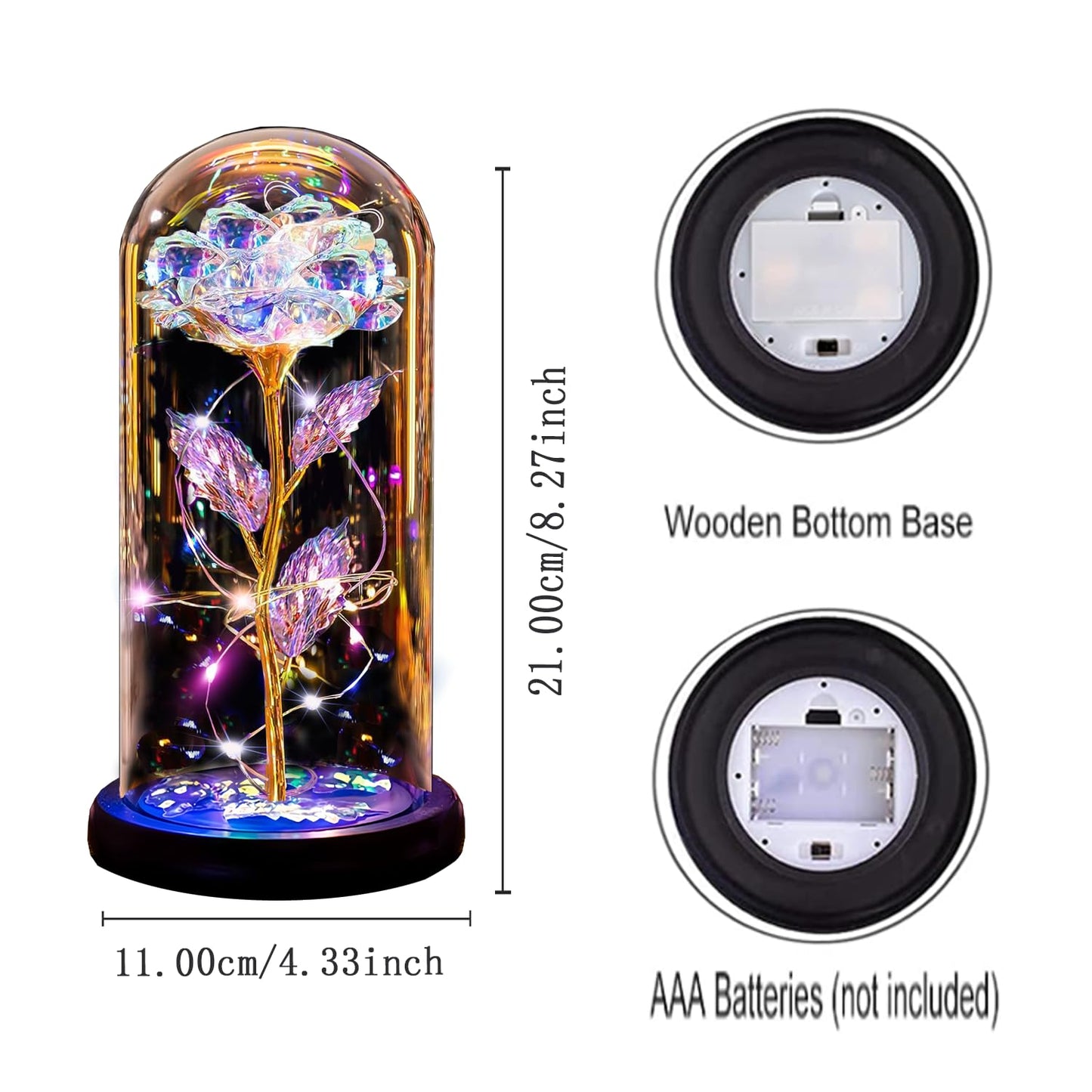 Thrjia Mothers Day Rose Flowers Gifts for Mom Wife Women Grandma,Mothers Day Presents Wife Grandma Mom from Daughter,Birthday Gifts for Women Light Up Rose in A Glass Dome Presents for Her Gold