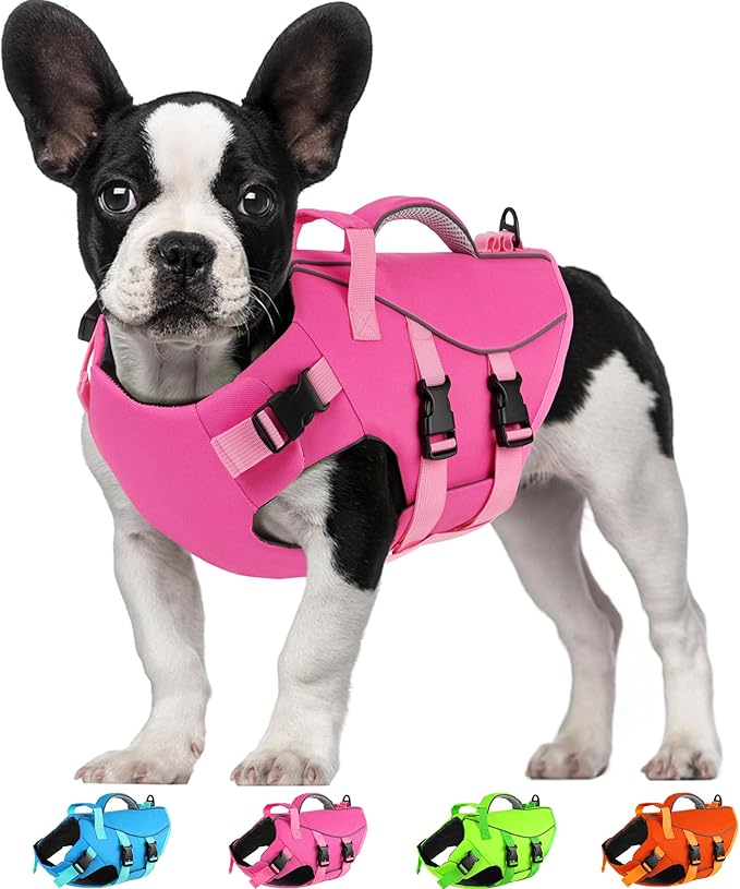 Dogcheer Dog Life Jacket with Double Rescue Handle, Reflective Dog Harness Life Vest for Swimming Boating, Adjustable Pupp...