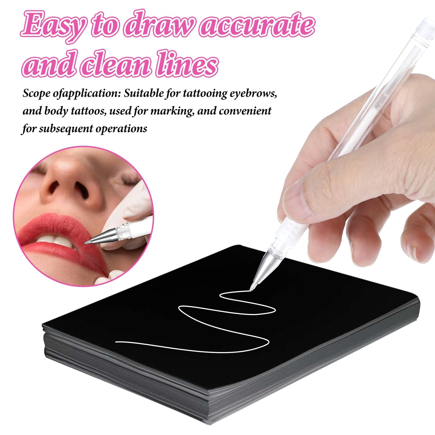 Eyebrow Microblading Marker Pen, 4 Pcs Brow Mapping Pens with with 8 Replacement Refills, Makeup Tattoo Skin Marker Pen, Brow La