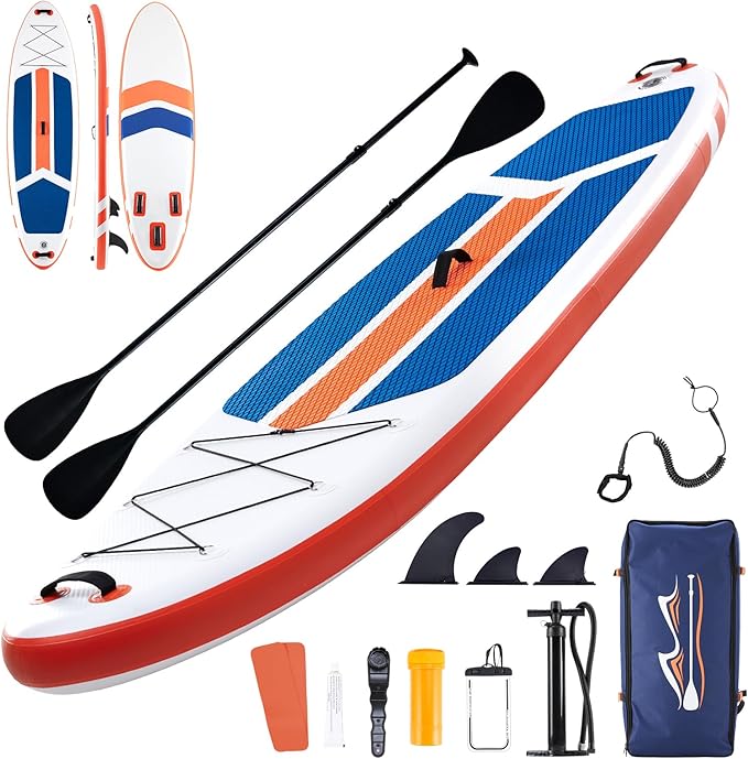 NEWBULIG 33" Inflatable Paddle Board SUP, Stand Up Paddle Board Blow Up with 3 Carry Handles, Non-Slip Deck Pad, Complete ...
