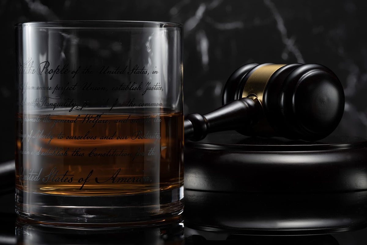 Lady Justice Law U.S. Constitution Whiskey & Wine Decanter Set - 850ml Attorney, Lawyer, Judge Gift - Promotion, Milestone, Law School Graduation, Retirement, Congress & Senate Gifts, For Men & Women