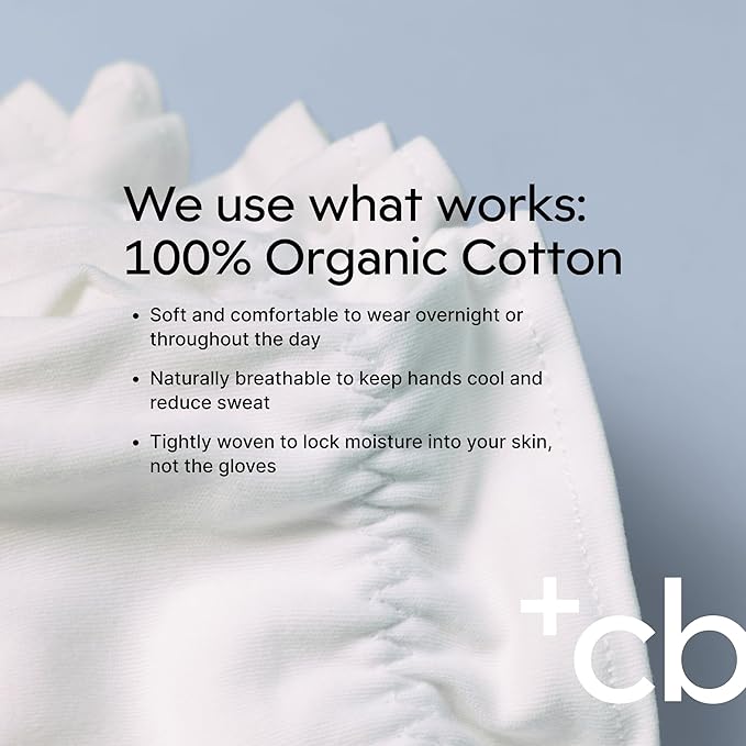 Clearbody Organics 100% Organic Cotton Gloves - 5 Pairs 10 Pc, Small, White - Moisture Lock & Moisturizing Gloves Overnight - Versatile Cotton Hand Liners