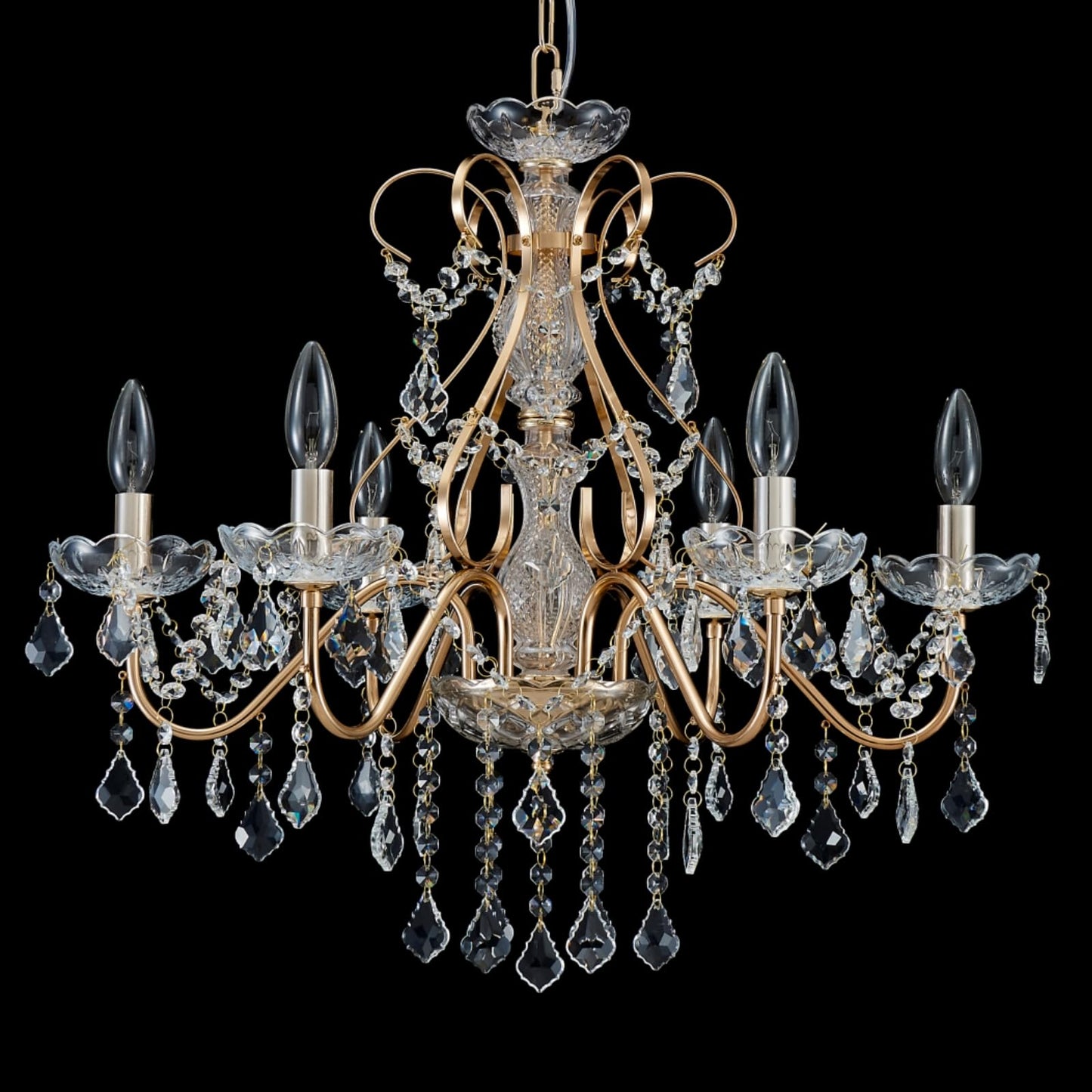 Saint Mossi 6 Light Crystal Chandelier Light Fixture Modern Chandelier Crystal Lighting, French Gold Crystal Raindrop Chandelier for Dining Room,Bedroom,Living Room, H23 x D24