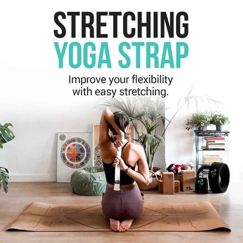 Extra Wide Yoga Wheel + Mini Wheel + Stretching Strap - Exercise guide included. Home Yoga kit for beginners. Improve posture, better mobility. Relieve Back Pain. Extra Large Jumbo Wheel. Baby Wheel