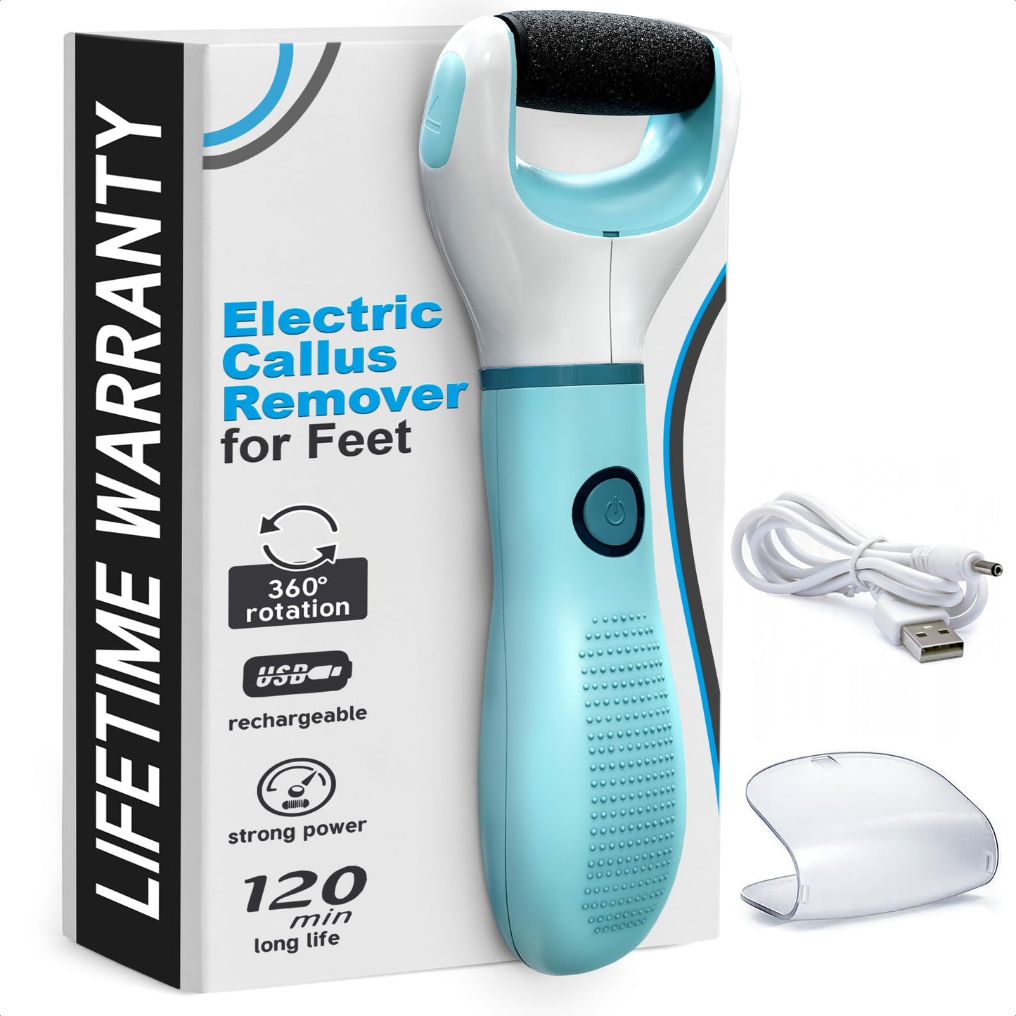 Rechargeable Electric Foot Callus Remover Tool - High-Speed 2800 RPM Electric Foot Sander Callus Remover with Replaceable Roller