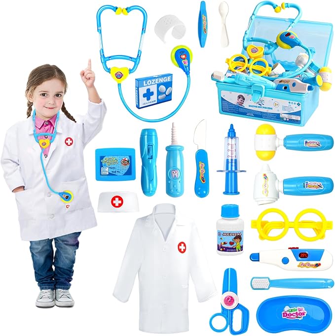 Doctor Kit for Toddlers 3-5 Year Old Kids Girls Boys Toys Pretend Play Dress Up Educational Dentist Doctor Set Costume Ste...