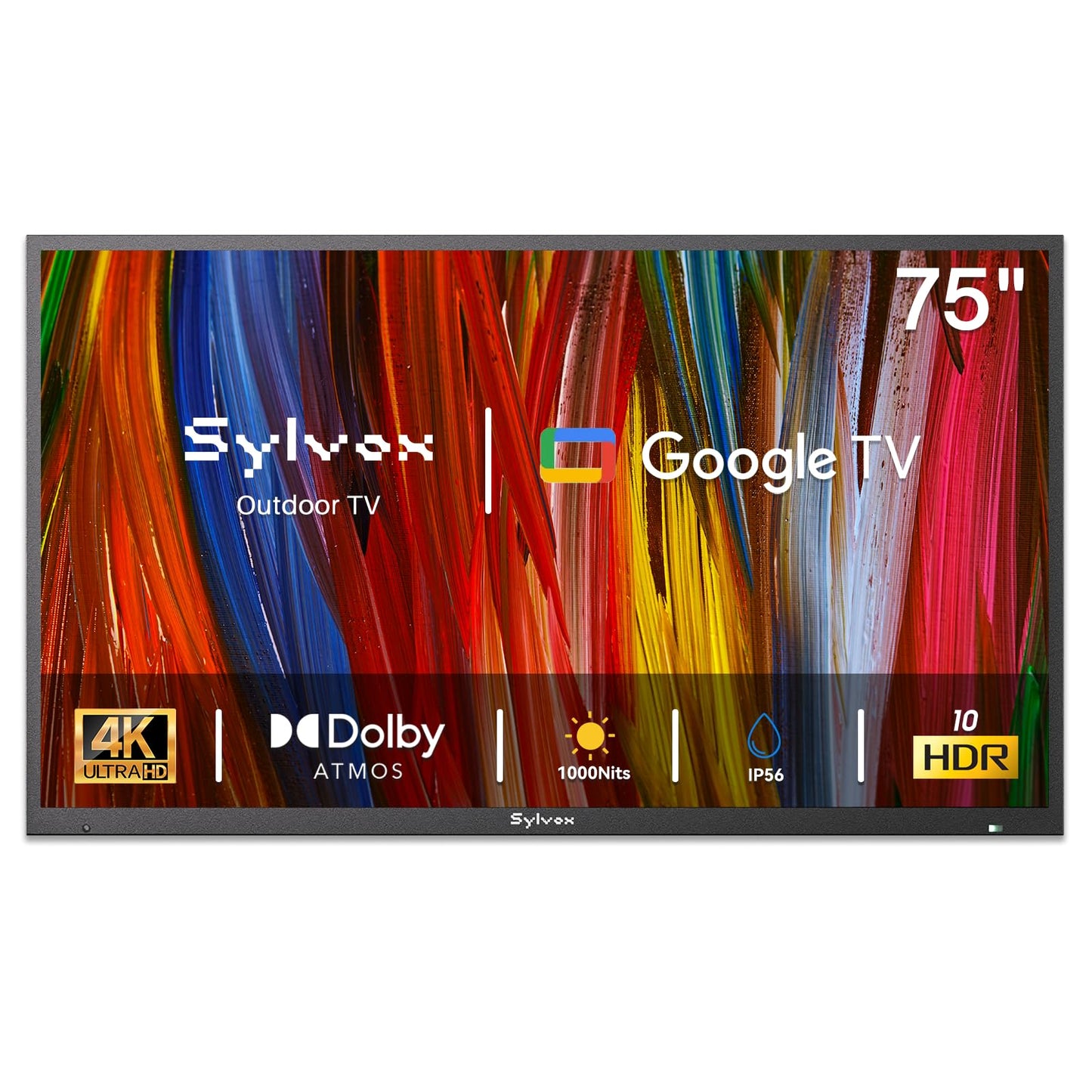 SYLVOX Outdoor TV, 75 inch Smart TV Waterproof Outdoor TVs, 4K Weatherproof Television for Outside, Support Google Assistant, Chromecast, 1000 nit Brightness Partial Sun (Deck Pro 3.0)