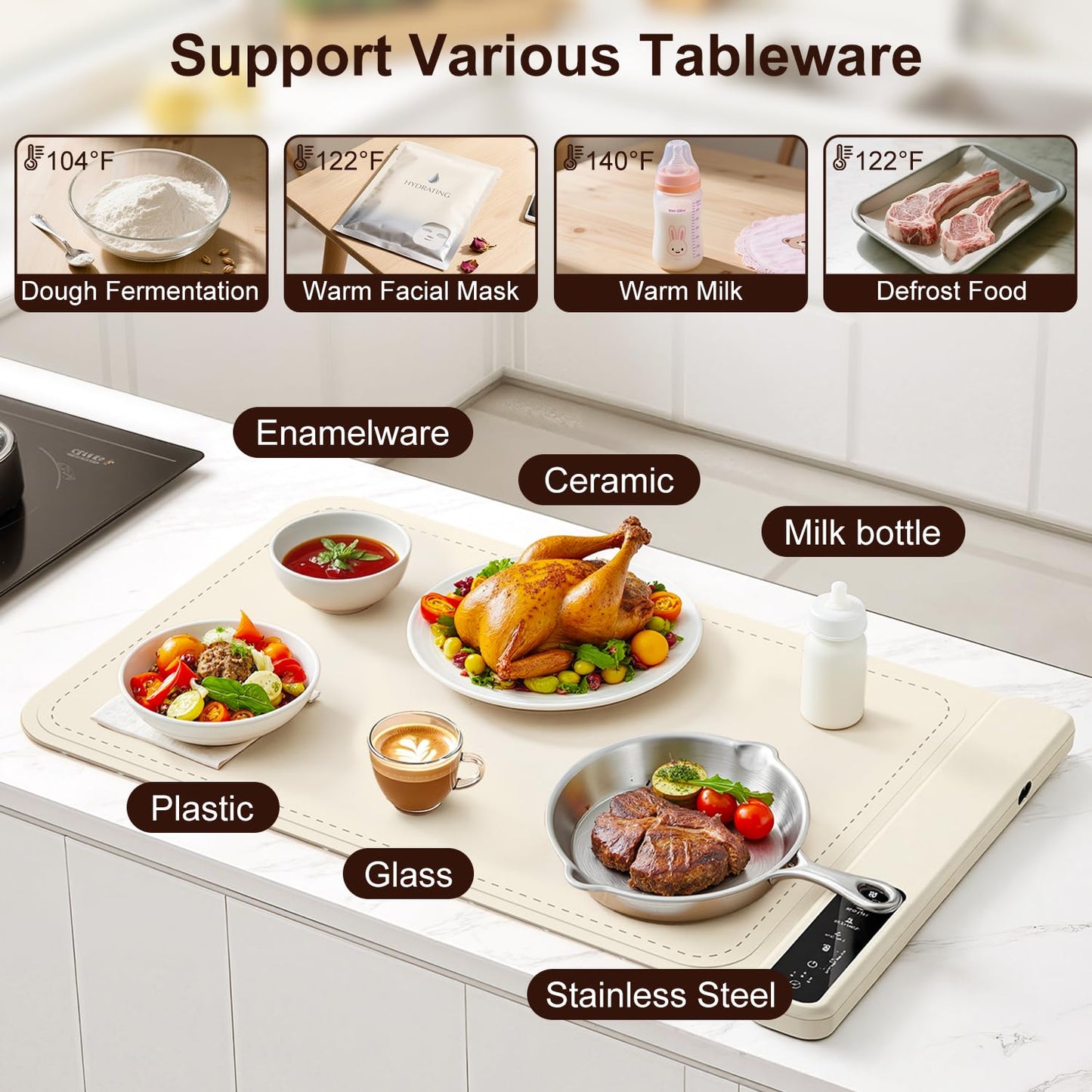 Warming Mat for Food – Electric Warming Tray with 4 Temp Settings & Timer, Portable Rollable Food Warming Mat for Countertop – Ideal Food Warmer for Buffets, Parties, Family Gatherings Use