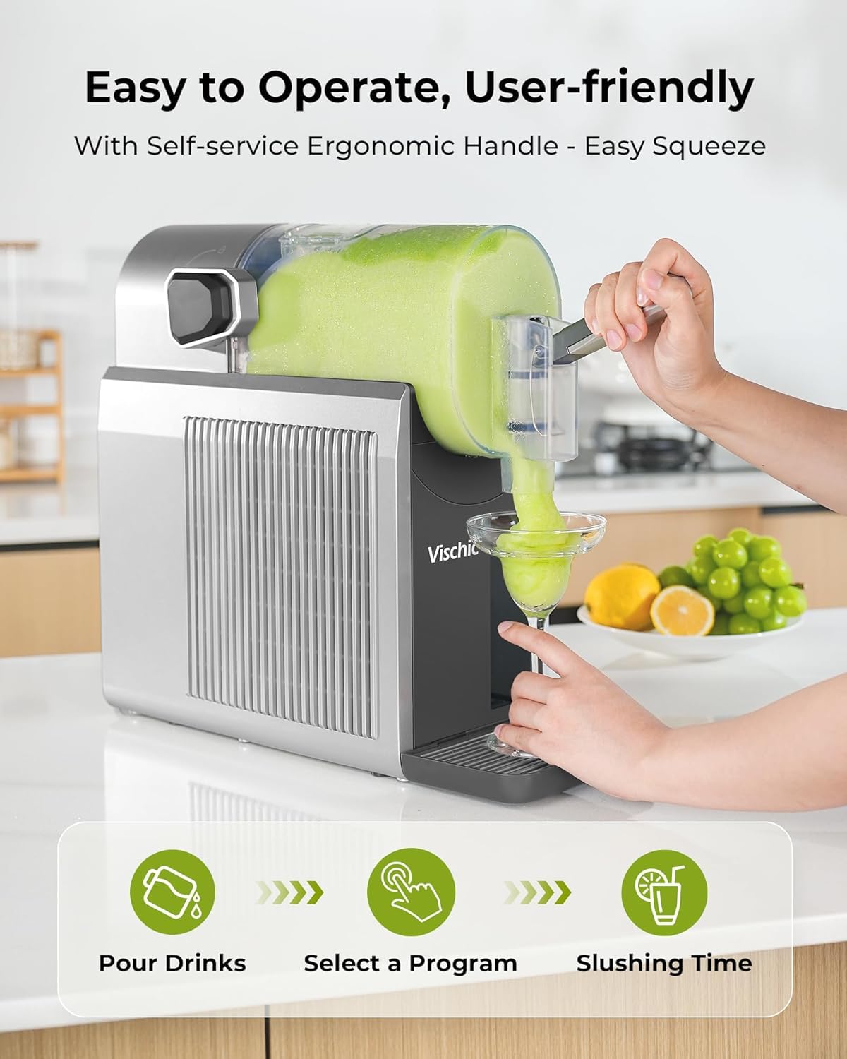 Slushy Machine for Home Use with 7 Preset Programs & Auto Cleaning Function, Frozen Drink Maker Easy to Make Slush Margarita Frappés Cocktail & More, 4H Fresh, 68oz for 7- People