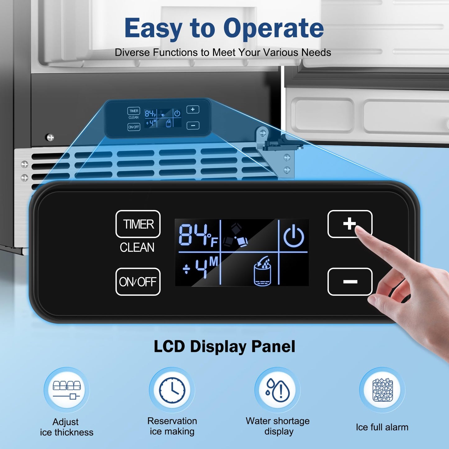 RAPSUAR Under Counter Ice Maker, 95Lbs/Day with 35lbs Storage Bin, 40Pcs Cubes in 10Mins, Reversible Door, Built in Ice Machine for Home Office Commercial