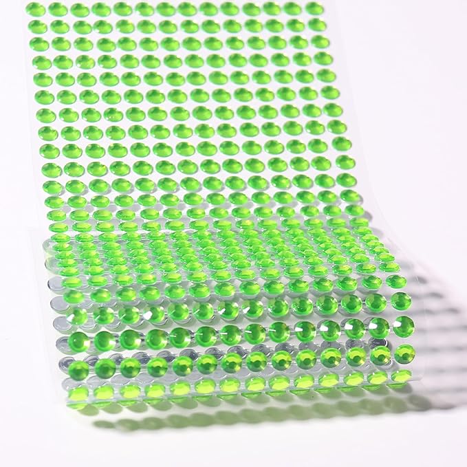 SARATA Face Gems and Pearls for Makeup Rhinestone Stickers DIY Bling Jewel Crystal Craft Stickers for Nails 3/4/5/6/8MM 5PCS (green)