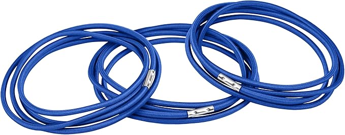 Trash Can Rubber Bands Set of 3 - Elastic Garbage Can Bands with Metal Connector, Fits 13 to 33 Gallon Trash Bags - Gripper Trash Can Bands for Waste Baskets, Blue